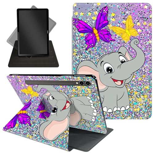 Schutzhülle für Samsung Galaxy Tab S10 Ultra/Tab S9 Ultra Tablet 360 Grad drehbarer Ständer, Schutzhülle mit automatischer Auf-/Schlaf-Funktion für Tab S10 Ultra, niedlicher Cartoon-Elefant, glitzernd Schutzhülle für Samsung Galaxy Tab S10 Ultra/Tab S9 Ultra Tablet 360 Grad drehbarer Ständer, Schutzhülle mit automatischer Auf-/Schlaf-Funktion für Tab S10 Ultra, niedlicher Cartoon-Elefant, glitzernd von Decahouy