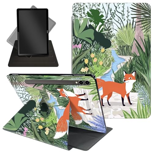 Schutzhülle für Samsung Galaxy Tab S10 Ultra/Tab S9 Ultra Tablet 360 Grad drehbarer Ständer, Schutzhülle mit automatischer Auf-/Schlaf-Funktion für Tab S10 Ultra, niedlicher Fuchs im Garten von Decahouy