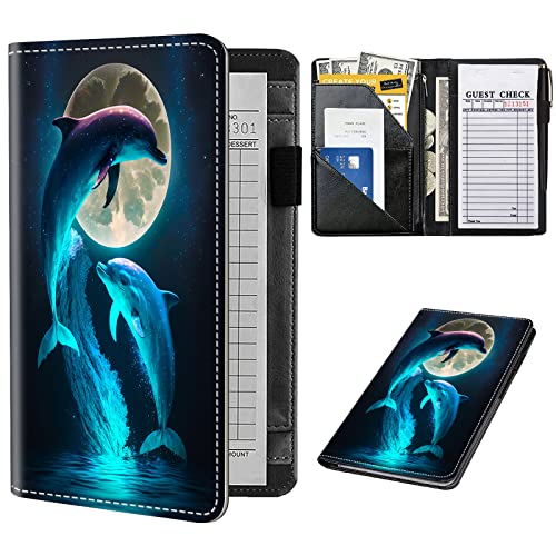 Serverbuch für Kellnerin, Leder-Kellnerbuch-Organizer mit Reißverschlusstasche, Kellnerbuch, Server-Geldbörse, passend für Server-Schürze und Gäste-Scheckbücher für Kellnerin, Notizblock, niedliche von Decahouy