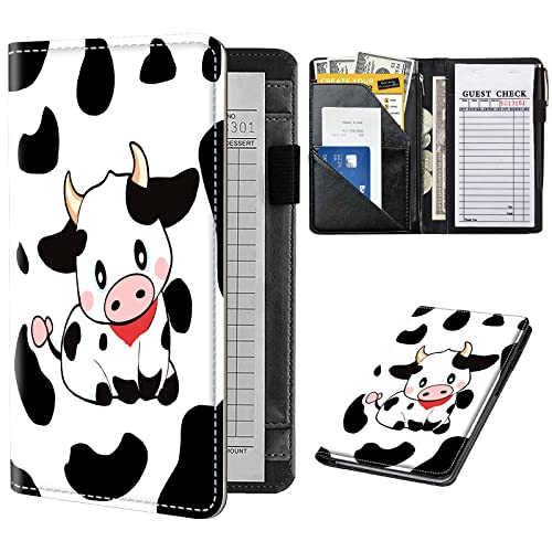 Serverbuch für Kellnerin, Leder-Kellnerbuch-Organizer mit Reißverschlusstasche, Kellnerbuch, Server-Geldbörse, passend für Server-Schürze und Gäste-Scheckbücher für Kellnerin, Notizblock, schwarz-weiß von Decahouy