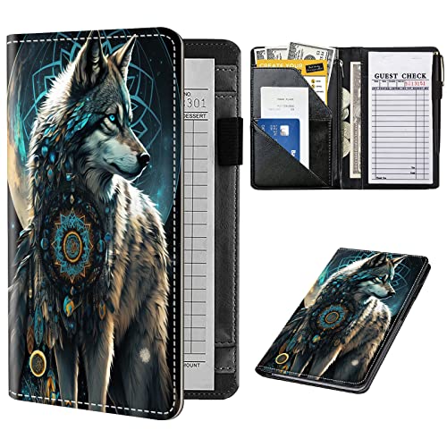 Serverbuch für Kellnerin, Leder-Kellnerbuch-Organizer mit Reißverschlusstasche, Kellnerbuch, Server-Geldbörse, passend für Server-Schürze und Gäste-Scheckbücher für Kellnerin, Notizblock, Traumfänger von Decahouy