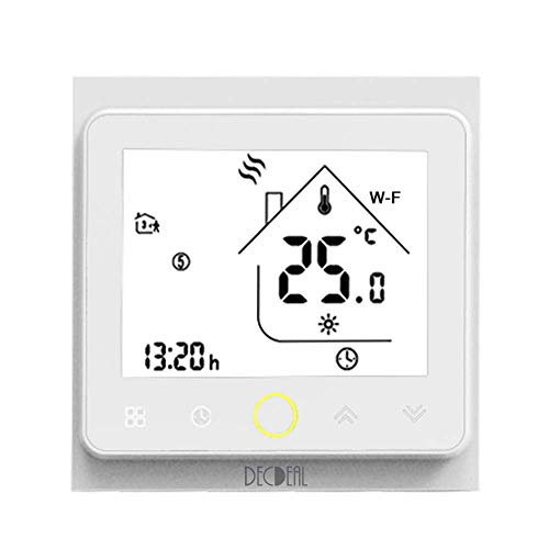 Decdeal Intelligentes Raumthermostat mit App-Steuerung,kompatibel mit Alexa/Google Home Boiler Wasser/Gas für Haus - 5A WiFi Weiß von Decdeal