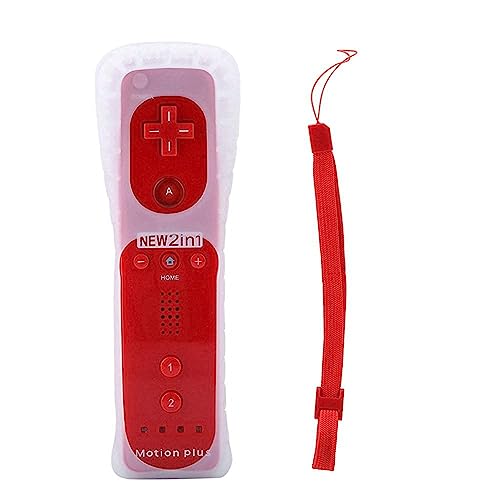 Dechoga Fernbedienung, Gamecontroller Controller Wireless Remote Bewegungssensor Vernbedinung Ersatz Gamepad Controller für und Konsole, mit Silikonhülle und Handgelenkschlaufe (Rot) von Dechoga