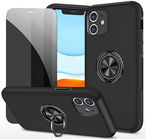 Dechyi Anti-Spähen hülle für iPhone 11 Schwarz Handyhülle mit Sichtschutz aus gehärtetem Glas Displayschutzfolie mit Ringhalterung stoßfest, Kratzfest PC-Silikon strapazierfähig Schutzhülle Dechyi Anti-Spähen hülle für iPhone 11 Schwarz Handyhülle mit Sichtschutz aus gehärtetem Glas Displayschutzfolie mit Ringhalterung stoßfest, Kratzfest PC-Silikon strapazierfähig Schutzhülle von Dechyi