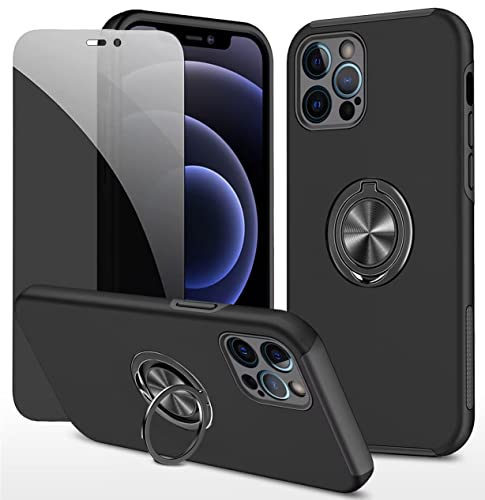 Dechyi Anti-Spähen hülle für iPhone 12 Pro Schwarz Handyhülle mit Sichtschutz aus gehärtetem Glas Displayschutzfolie mit Ringhalterung stoßfest, Kratzfest PC-Silikon strapazierfähig Schutzhülle Dechyi Anti-Spähen hülle für iPhone 12 Pro Schwarz Handyhülle mit Sichtschutz aus gehärtetem Glas Displayschutzfolie mit Ringhalterung stoßfest, Kratzfest PC-Silikon strapazierfähig Schutzhülle von Dechyi