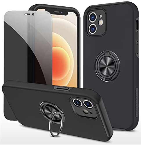 Dechyi Anti-Spähen hülle für iPhone 12 Schwarz Handyhülle mit Sichtschutz aus gehärtetem Glas Displayschutzfolie mit Ringhalterung stoßfest, Kratzfest PC-Silikon strapazierfähig Schutzhülle Dechyi Anti-Spähen hülle für iPhone 12 Schwarz Handyhülle mit Sichtschutz aus gehärtetem Glas Displayschutzfolie mit Ringhalterung stoßfest, Kratzfest PC-Silikon strapazierfähig Schutzhülle von Dechyi