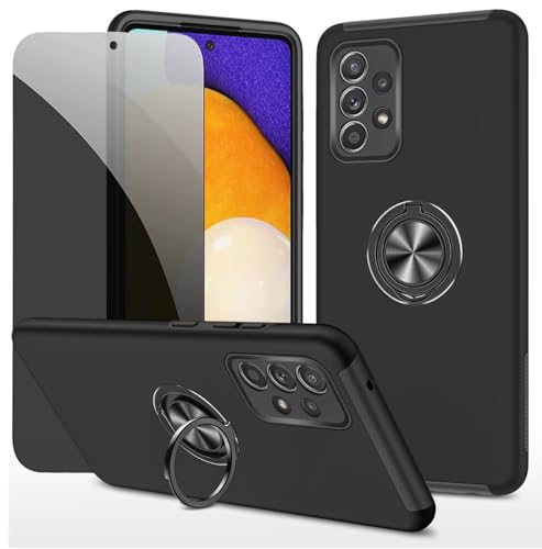 Dechyi Sichtschutz hülle für Samsung Galaxy A53 5G Schwarz Handyhülle mit Anti-Spähen aus gehärtetem Glas Displayschutzfolie mit Ringhalterung stoßfest, Kratzfest strapazierfähig Schutzhülle von Dechyi