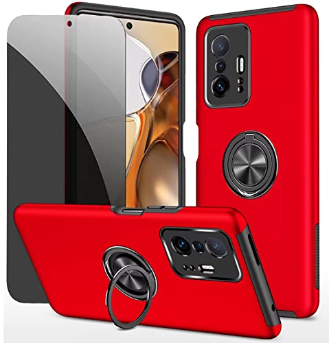 Dechyi Sichtschutz hülle für Xiaomi 11T 5G /11T PRO 5G Rot Handyhülle mit Anti-Spähen Displayschutzfolie mit Ringhalterung stoßfest, Kratzfest strapazierfähig Schutzhülle Dechyi Sichtschutz hülle für Xiaomi 11T 5G /11T PRO 5G Rot Handyhülle mit Anti-Spähen Displayschutzfolie mit Ringhalterung stoßfest, Kratzfest strapazierfähig Schutzhülle von Dechyi