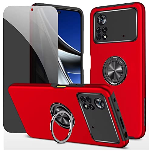 Dechyi Sichtschutz hülle für Xiaomi Poco X4 Pro 5G Rot Handyhülle mit Anti-Spähen Displayschutzfolie mit Ringhalterung stoßfest, Kratzfest strapazierfähig Schutzhülle Dechyi Sichtschutz hülle für Xiaomi Poco X4 Pro 5G Rot Handyhülle mit Anti-Spähen Displayschutzfolie mit Ringhalterung stoßfest, Kratzfest strapazierfähig Schutzhülle von Dechyi