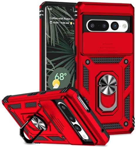 Dechyi für Google Pixel 7 pro Hülle mit Schutzfolie Schutzhülle mit Kameraschieber Case 360° Drehbarer Militä Ständer Stoßfest Cover-Rot Dechyi für Google Pixel 7 pro Hülle mit Schutzfolie Schutzhülle mit Kameraschieber Case 360° Drehbarer Militä Ständer Stoßfest Cover-Rot von Dechyi
