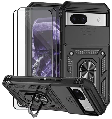 Dechyi für Google Pixel 8a Hülle mit Panzerglas Schutzfolie Schutzhülle mit Kameraschieber Case 360° Drehbarer Militä Ständer Stoßfest Cover-Schwarz Dechyi für Google Pixel 8a Hülle mit Panzerglas Schutzfolie Schutzhülle mit Kameraschieber Case 360° Drehbarer Militä Ständer Stoßfest Cover-Schwarz von Dechyi