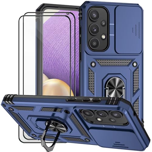 Dechyi für Samsung Galaxy A35 5G/A56 5G Hülle mit Panzerglas Schutzfolie Schutzhülle mit Kameraschieber Case 360° Drehbarer Militä Ständer Stoßfest Cover-Blau Dechyi für Samsung Galaxy A35 5G/A56 5G Hülle mit Panzerglas Schutzfolie Schutzhülle mit Kameraschieber Case 360° Drehbarer Militä Ständer Stoßfest Cover-Blau von Dechyi