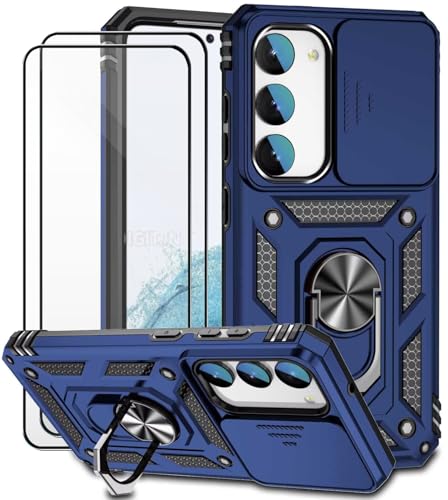 Dechyi für Samsung Galaxy S23+ Hülle mit Panzerglas Schutzfolie Schutzhülle mit Kameraschieber Case 360° Drehbarer Militä Ständer Stoßfest Cover-Blau Dechyi für Samsung Galaxy S23+ Hülle mit Panzerglas Schutzfolie Schutzhülle mit Kameraschieber Case 360° Drehbarer Militä Ständer Stoßfest Cover-Blau von Dechyi