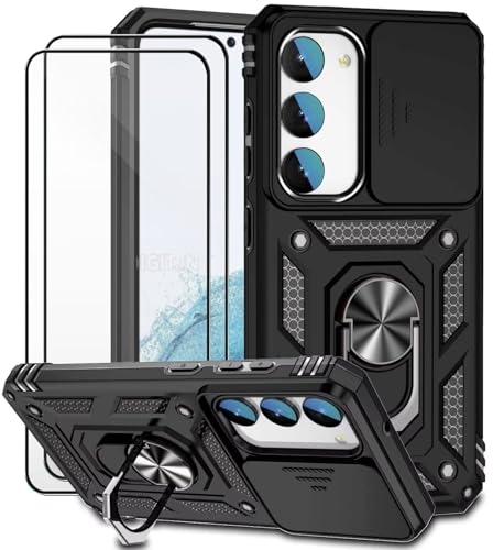 Dechyi für Samsung Galaxy S23 Hülle mit Panzerglas Schutzfolie Schutzhülle mit Kameraschieber Case 360° Drehbarer Militä Ständer Stoßfest Cover-Schwarz Dechyi für Samsung Galaxy S23 Hülle mit Panzerglas Schutzfolie Schutzhülle mit Kameraschieber Case 360° Drehbarer Militä Ständer Stoßfest Cover-Schwarz von Dechyi