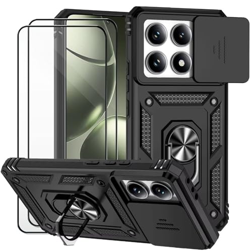 Dechyi für Xiaomi 14T / Xiaomi Mi 14T Hülle und 2 Stück Panzerglas Schutzfolie SchutzHülle und Kameraschieber 360 Drehbarer Militä Ständer Stoßfest Robuste Handy hülle-Schwarz Dechyi für Xiaomi 14T / Xiaomi Mi 14T Hülle und 2 Stück Panzerglas Schutzfolie SchutzHülle und Kameraschieber 360 Drehbarer Militä Ständer Stoßfest Robuste Handy hülle-Schwarz von Dechyi