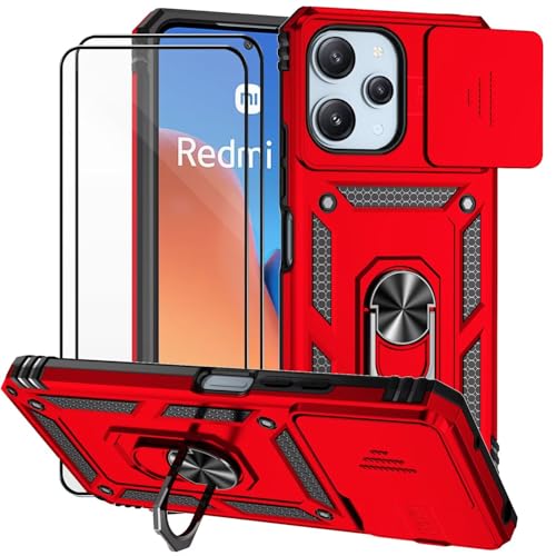 Dechyi für Xiaomi Redmi 12/Redmi 12 5G Hülle mit Panzerglas Schutzfolie Schutzhülle mit Kameraschieber Case 360° Drehbarer Militä Ständer Stoßfest Cover-Rot Dechyi für Xiaomi Redmi 12/Redmi 12 5G Hülle mit Panzerglas Schutzfolie Schutzhülle mit Kameraschieber Case 360° Drehbarer Militä Ständer Stoßfest Cover-Rot von Dechyi