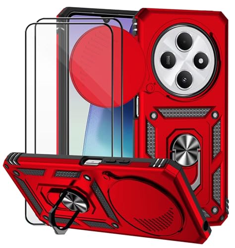 Dechyi für Xiaomi Redmi 14C Hülle und 2 Stück Panzerglas Schutzfolie SchutzHülle und Kameraschieber 360 Drehbarer Militä Ständer Stoßfest Robuste Handy hülle-Rot Dechyi für Xiaomi Redmi 14C Hülle und 2 Stück Panzerglas Schutzfolie SchutzHülle und Kameraschieber 360 Drehbarer Militä Ständer Stoßfest Robuste Handy hülle-Rot von Dechyi