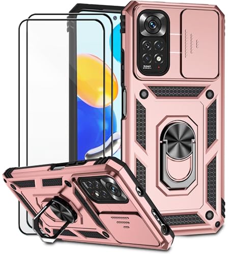 Dechyi für Xiaomi Redmi Note 11S 4G/Xiaomi Redmi Note 11 4G Hülle mit Panzerglas Schutzfolie Schutzhülle mit Kameraschieber Case 360° Drehbarer Militä Ständer Stoßfest Cover-Rosa Dechyi für Xiaomi Redmi Note 11S 4G/Xiaomi Redmi Note 11 4G Hülle mit Panzerglas Schutzfolie Schutzhülle mit Kameraschieber Case 360° Drehbarer Militä Ständer Stoßfest Cover-Rosa von Dechyi