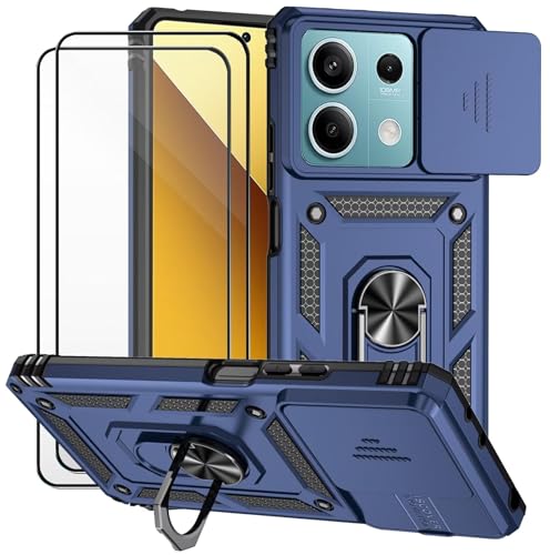 Dechyi für Xiaomi Redmi Note 13 5G Hülle und 2 Stück Panzerglas Schutzfolie SchutzHülle und Kameraschieber 360 Drehbarer Militä Ständer Stoßfest Robuste Handy hülle-Blau Dechyi für Xiaomi Redmi Note 13 5G Hülle und 2 Stück Panzerglas Schutzfolie SchutzHülle und Kameraschieber 360 Drehbarer Militä Ständer Stoßfest Robuste Handy hülle-Blau von Dechyi