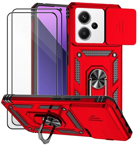 Dechyi für Xiaomi Redmi Note 13 Pro 5G Hülle und 2 Stück Panzerglas Schutzfolie SchutzHülle und Kameraschieber 360 Drehbarer Militä Ständer Stoßfest Robuste Handy hülle-Rot Dechyi für Xiaomi Redmi Note 13 Pro 5G Hülle und 2 Stück Panzerglas Schutzfolie SchutzHülle und Kameraschieber 360 Drehbarer Militä Ständer Stoßfest Robuste Handy hülle-Rot von Dechyi