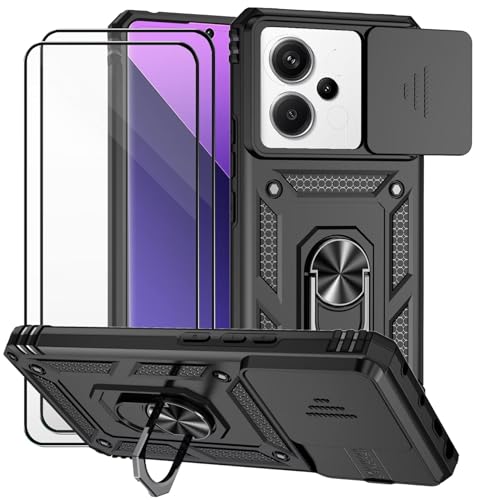 Dechyi für Xiaomi Redmi Note 13 Pro 5G Hülle und 2 Stück Panzerglas Schutzfolie SchutzHülle und Kameraschieber 360 Drehbarer Militä Ständer Stoßfest Robuste Handy hülle-Schwarz Dechyi für Xiaomi Redmi Note 13 Pro 5G Hülle und 2 Stück Panzerglas Schutzfolie SchutzHülle und Kameraschieber 360 Drehbarer Militä Ständer Stoßfest Robuste Handy hülle-Schwarz von Dechyi