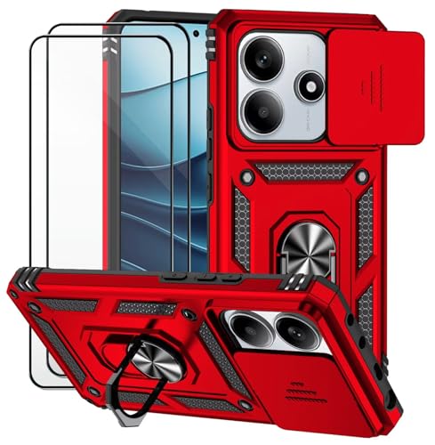 Dechyi für Xiaomi Redmi Note 14 5G Hülle und 2 Stück Panzerglas Schutzfolie SchutzHülle und Kameraschieber 360 Drehbarer Militä Ständer Stoßfest Robuste Handy hülle-Rot Dechyi für Xiaomi Redmi Note 14 5G Hülle und 2 Stück Panzerglas Schutzfolie SchutzHülle und Kameraschieber 360 Drehbarer Militä Ständer Stoßfest Robuste Handy hülle-Rot von Dechyi