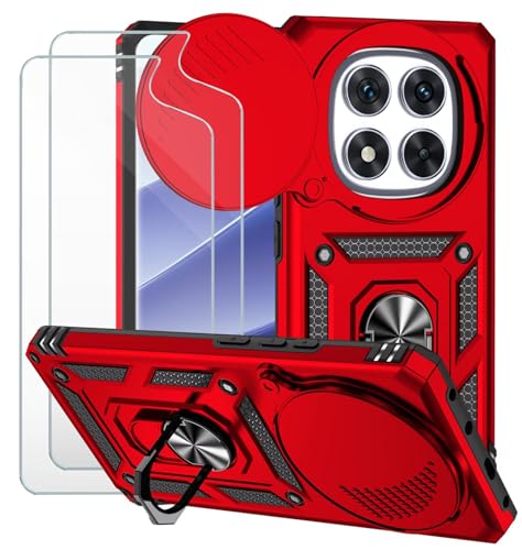 Dechyi für Xiaomi Redmi Note 14 Pro 5G/Poco X7 Hülle und 2 Stück Panzerglas Schutzfolie SchutzHülle und Kameraschieber 360 Drehbarer Militä Ständer Stoßfest Robuste Handy hülle-Rot Dechyi für Xiaomi Redmi Note 14 Pro 5G/Poco X7 Hülle und 2 Stück Panzerglas Schutzfolie SchutzHülle und Kameraschieber 360 Drehbarer Militä Ständer Stoßfest Robuste Handy hülle-Rot von Dechyi