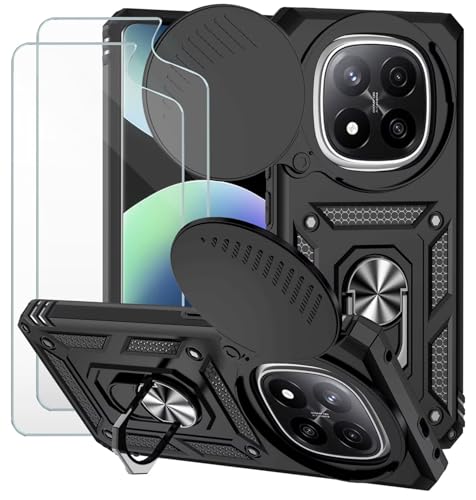 Dechyi für Xiaomi Redmi Note14 pro Plus 5G Hülle und Kameraschieber 360 Drehbarer Militä Ständer Stoßfest Robuste Handy hülle-Schwarz Dechyi für Xiaomi Redmi Note14 pro Plus 5G Hülle und Kameraschieber 360 Drehbarer Militä Ständer Stoßfest Robuste Handy hülle-Schwarz von Dechyi