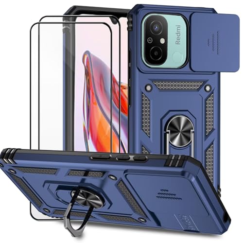 Dechyi für XiaomiRedmi 12C Hülle mit Panzerglas Schutzfolie Schutzhülle mit Kameraschieber Case 360° Drehbarer Militä Ständer Stoßfest Cover-blau Dechyi für XiaomiRedmi 12C Hülle mit Panzerglas Schutzfolie Schutzhülle mit Kameraschieber Case 360° Drehbarer Militä Ständer Stoßfest Cover-blau von Dechyi