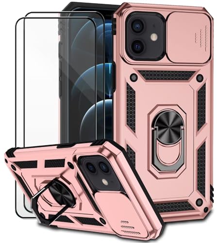 Dechyi für iPhone 12 Mini Hülle mit Panzerglas Schutzfolie Schutzhülle mit Kameraschieber Case 360° Drehbarer Militä Ständer Stoßfest Cover-Rosa Dechyi für iPhone 12 Mini Hülle mit Panzerglas Schutzfolie Schutzhülle mit Kameraschieber Case 360° Drehbarer Militä Ständer Stoßfest Cover-Rosa von Dechyi