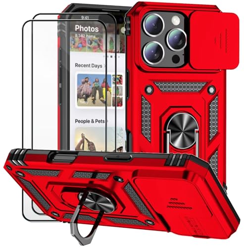 Dechyi für iPhone 16 Pro Max 6.9 Zoll Hülle mit Panzerglas Schutzfolie Schutzhülle mit Kameraschieber Case 360° Drehbarer Militä Ständer Stoßfest Cover-Rot Dechyi für iPhone 16 Pro Max 6.9 Zoll Hülle mit Panzerglas Schutzfolie Schutzhülle mit Kameraschieber Case 360° Drehbarer Militä Ständer Stoßfest Cover-Rot von Dechyi