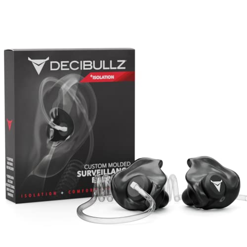 Decibullz Speziell geformtes Sicherheits-Radio-Überwachungs-Ohrhörer-Set, Thermo-Fit entworfen für klare Akustikrohr-Radios, Isolation Decibullz Speziell geformtes Sicherheits-Radio-Überwachungs-Ohrhörer-Set, Thermo-Fit entworfen für klare Akustikrohr-Radios, Isolation von Decibullz