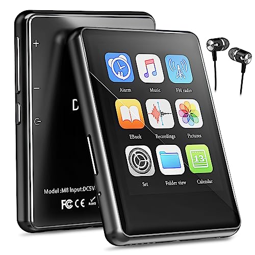 DECKLIT 80GB Tragbarer MP3-Player mit Bluetooth 5.0, 2,4-Zoll-Touchscreen-Musikplayer. HiFi-Wiedergabe-MP3-Player für Kinder mit Bildbetrachter, UKW-Radio, Aufnahme und TF-Karte bis zu 256GB (Schwarz) von Decklit