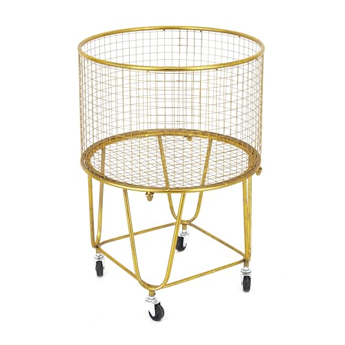 Deco 79 Runder Aufbewahrungswagen aus Metall mit Rädern, 18" x 18" x 25", Gold Deco 79 Runder Aufbewahrungswagen aus Metall mit Rädern, 18" x 18" x 25", Gold von Deco 79