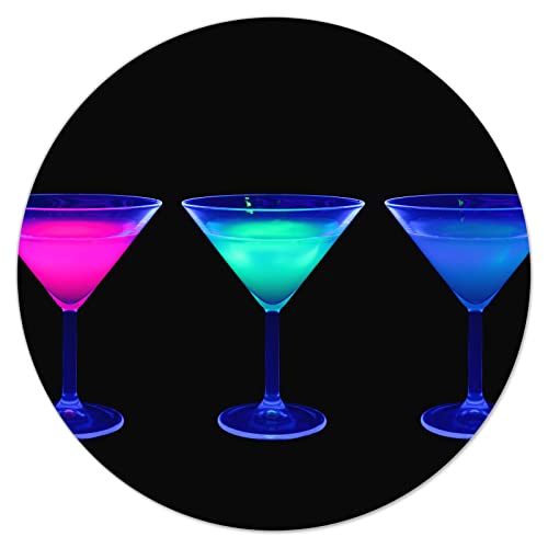 DecoCat Herdabdeckplatte Ceranfeld ⌀60 cm Einteilig Bunte Cocktail Gläser Schwarz (00255) Schneideplatte Glas Kochfeldabdeckung Herdabdeckung Induktionsschutz von DecoCat
