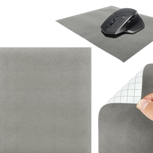 DecoMeister Selbstklebende Mausunterlage Dünn Maus Folie Einfarbig Universal Anti-Rutsch Mauspad Gaming Office rutschfest Mausmatte Slim 22cm x 19cm Velours Mousepad Ultradünn Velour Grau von DecoMeister