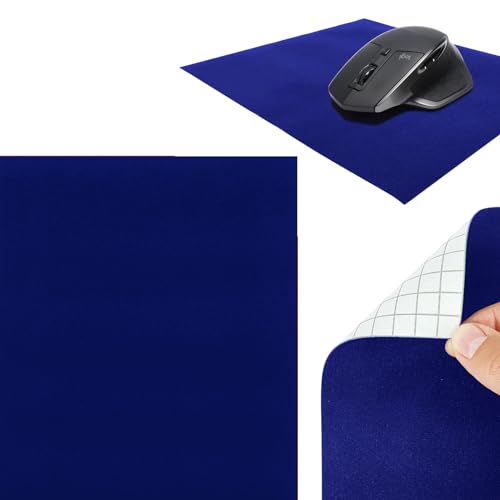 DecoMeister Selbstklebende Mausunterlage Dünn Maus Folie Einfarbig Universal Anti-Rutsch Mauspad Gaming Office rutschfest Mausmatte Slim 22cm x 19cm Velours Mousepad Ultradünn Velour Navy - Blau von DecoMeister