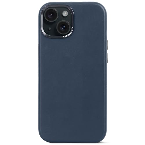 Decoded Leder Hülle – iPhone 15 – Hochwertiges Europäisches Leder – Kompatibel mit MagSafe – True Navy Blau von Decoded