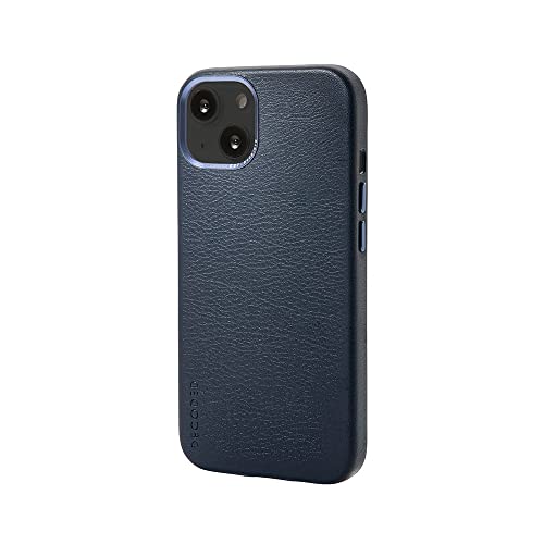 Decoded Schutzhülle - iPhone 13 - Back Cover Case - Hochwertiges Europäisches Leder - Hülle mit Metallknöpfen - Apple Magnetic Technology/Magsafe - Dunkel Blau von Decoded