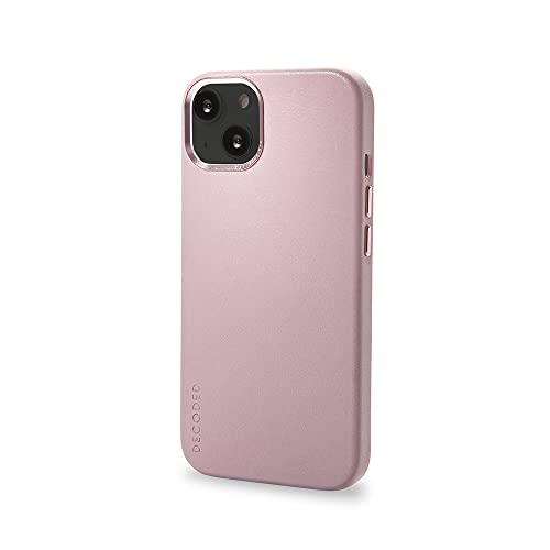Decoded Schutzhülle - iPhone 13 - Back Cover Case - Hochwertiges Europäisches Leder - Hülle mit Metallknöpfen - Apple Magnetic Technology/Magsafe - Hell Rosa, Pink von Decoded