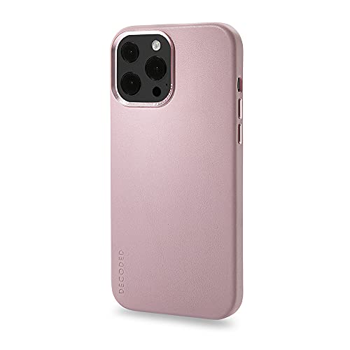Decoded Schutzhülle - iPhone 13 Pro - Back Cover - Hochwertiges Europäisches Leder - Hülle mit Metallknöpfen - Apple Magnetic Technology - Hell Rosa, Pink von Decoded