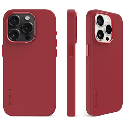 Decoded Silikon Hülle – iPhone 15 Pro – Antibakterielle Hülle – Kompatibel mit MagSafe – Astro Dust Rot von Decoded