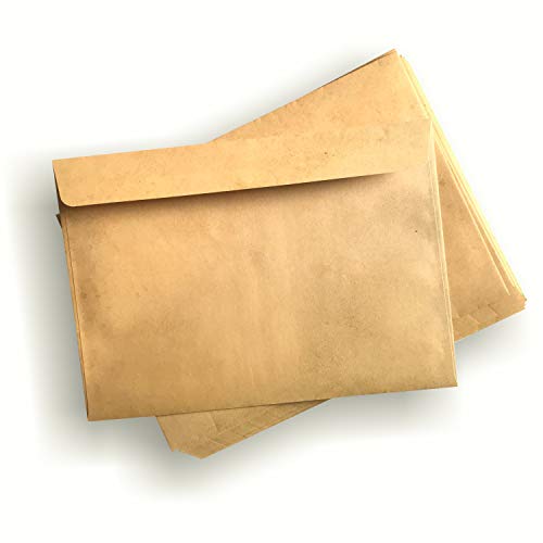 Briefumschläge im Used-Look, für Abschlussfeier, Pergament und Schatzkarte, 25 Stück, vorderseitig gelber Effekt, DIN C5, 22,9 x 16,2 cm, Grammatur 100 g Briefumschläge im Used-Look, für Abschlussfeier, Pergament und Schatzkarte, 25 Stück, vorderseitig gelber Effekt, DIN C5, 22,9 x 16,2 cm, Grammatur 100 g von Decooo.be
