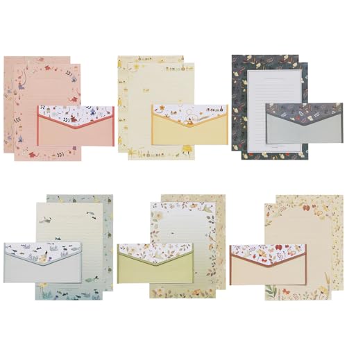 Briefpapier mit Umschlag Briefpapier Set A5, 54 Stück Blumen Tier Motivpapier Briefpapier und Umschlägen, 36 Schreibpapier und 18 Umschläge für Einladungskarten, Büro, Zuhause, Schule, Weihnachten von DecorDwell