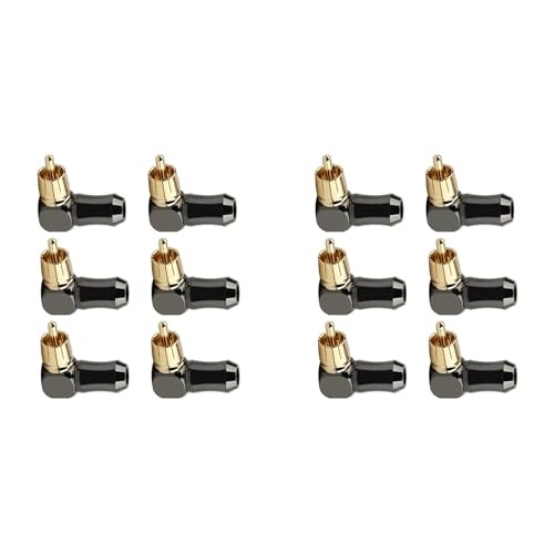 Decqerbe 12-Teiliger Cinch-Stecker, Audio-Stecker, 90-Grad-Lautsprecheranschluss zum LöTen Von Videokabeln Decqerbe 12-Teiliger Cinch-Stecker, Audio-Stecker, 90-Grad-Lautsprecheranschluss zum LöTen Von Videokabeln von Decqerbe
