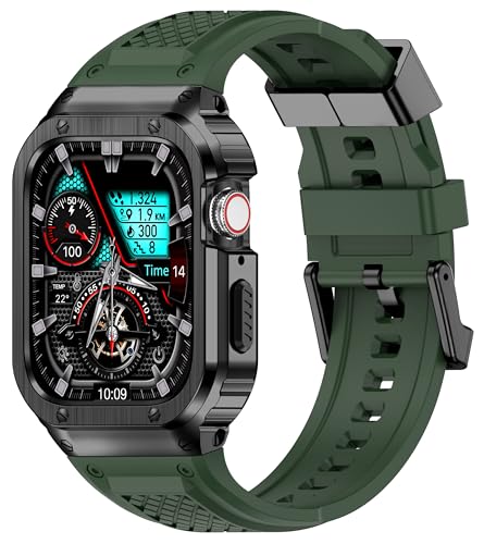Deczone Armband mit Edelstahlgehäuse, kompatibel mit Apple Watch Serie 9, 8, 7, SE, 6, 5, 4, S, 3, 2, 1, 41 mm, 40 mm, 38 mm, iwatch-Armbänder, robuste Metallschutzhülle für Herren, Armeegrün Deczone Armband mit Edelstahlgehäuse, kompatibel mit Apple Watch Serie 9, 8, 7, SE, 6, 5, 4, S, 3, 2, 1, 41 mm, 40 mm, 38 mm, iwatch-Armbänder, robuste Metallschutzhülle für Herren, Armeegrün von Deczone
