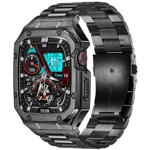 Deczone Kompatibel mit Apple Watch Armband 38mm 40mm 41mm, Metall Ersatzband für Series 9 SE 8 7 6 5 4 3 2 1 Edelstahl iWatch Bands Männer (Schwarz) von Deczone