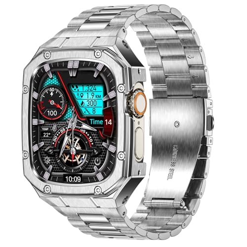 Deczone Kompatibel mit Apple Watch Armband 49mm, Metall Ersatzband für Ultra 2/1 Edelstahl iWatch Bands Männer (Silber) von Deczone