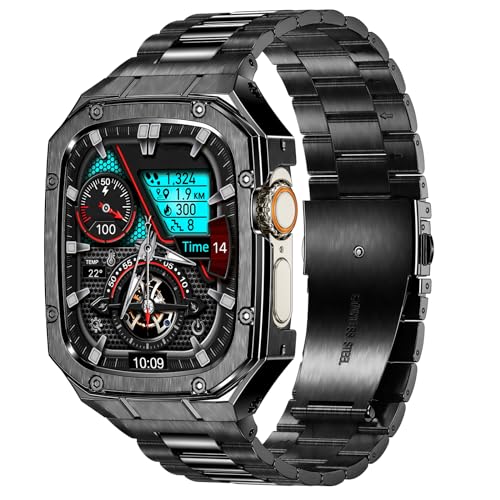 Deczone Kompatibel mit Apple Watch Armband 49mm, Metall Ersatzband für Ultra 2/1 Edelstahl iWatch Bands Männer (Schwarz) von Deczone