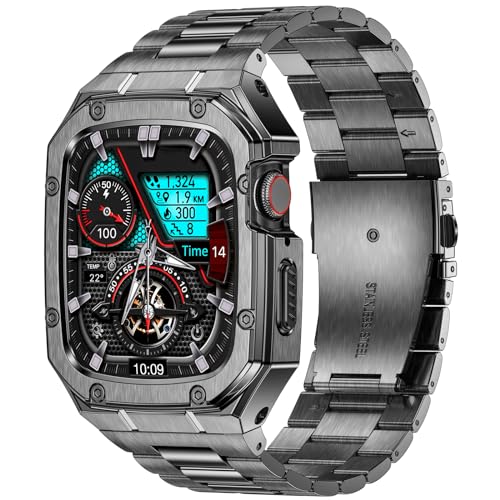 Deczone Kompatibel mit Apple Watch Armband 38mm 40mm 41mm, Metall Ersatzband für Series 9 SE 8 7 6 5 4 3 2 1 Edelstahl iWatch Bands Männer (Grau) von Deczone